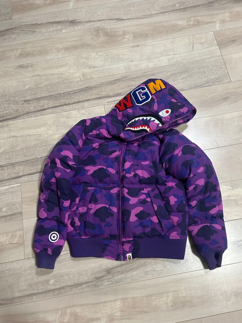 激レア　bape full zip ダウンジャケット紫s