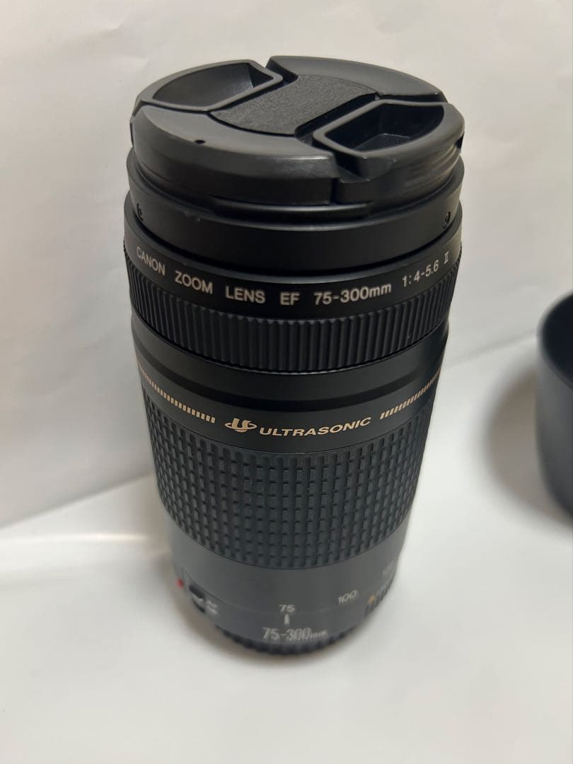 人気の望遠レンズ　フード付き　キヤノン Canon EF75-300㎜