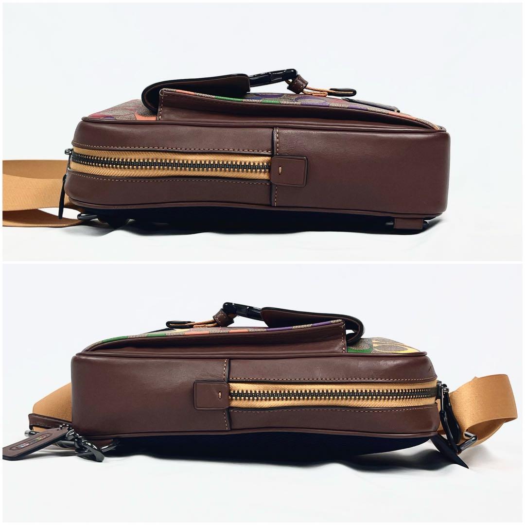 美品 COACH コーチ クロスボディ シグネチャー レザー マルチカラー