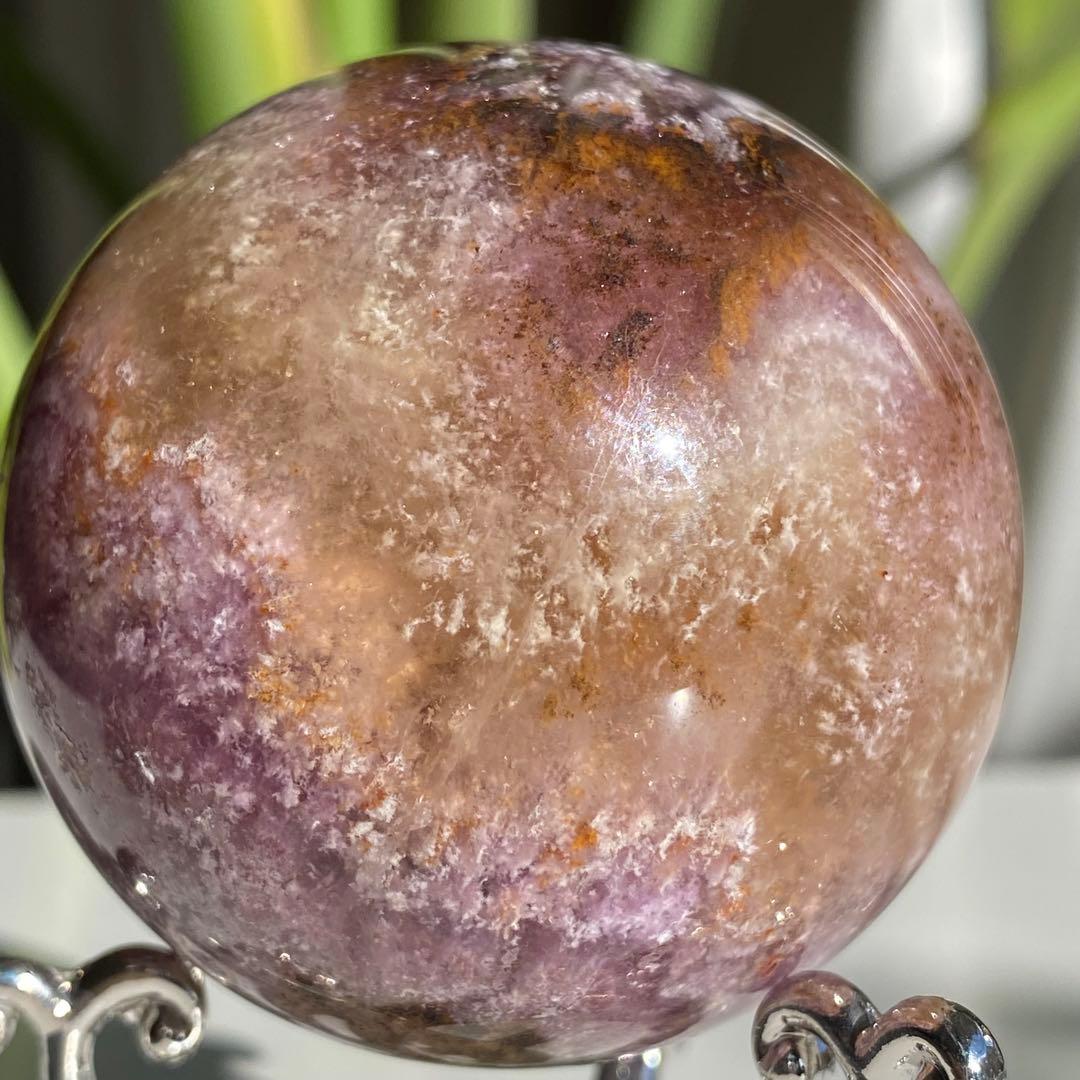 【 天然石　オーラライト 23 フローライト 共生 スフィア 丸玉 】