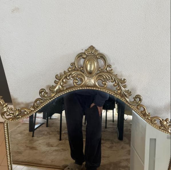 ゴールド　壁掛け鏡　鏡　アンティーク　ミラー　アンティークミラー