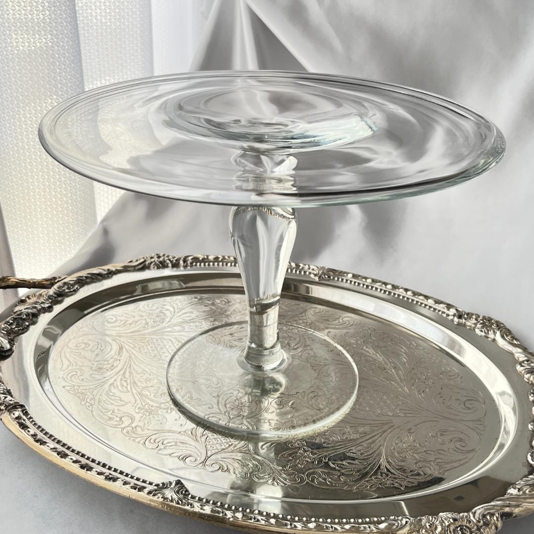 【英国】 クリスタルのケーキスタンド / オブジェスタンド【ガラス】