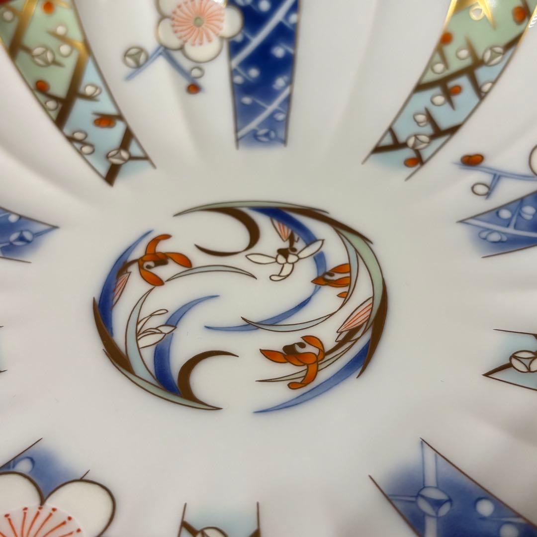 希少 三ツ足 染錦白梅蘭 香蘭社