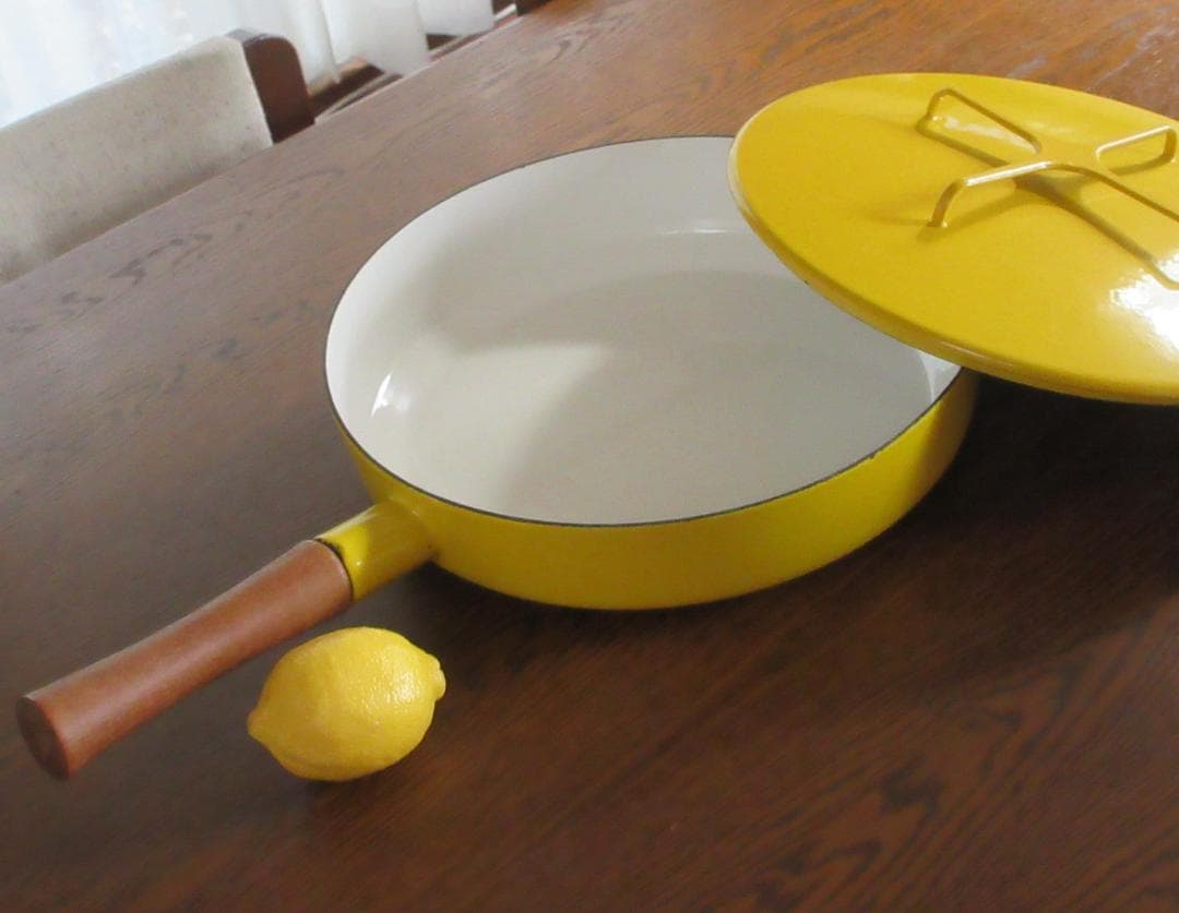 Dansk ダンスク ビンテージ コベンスタイル フライパン蓋付 黄色 30cm