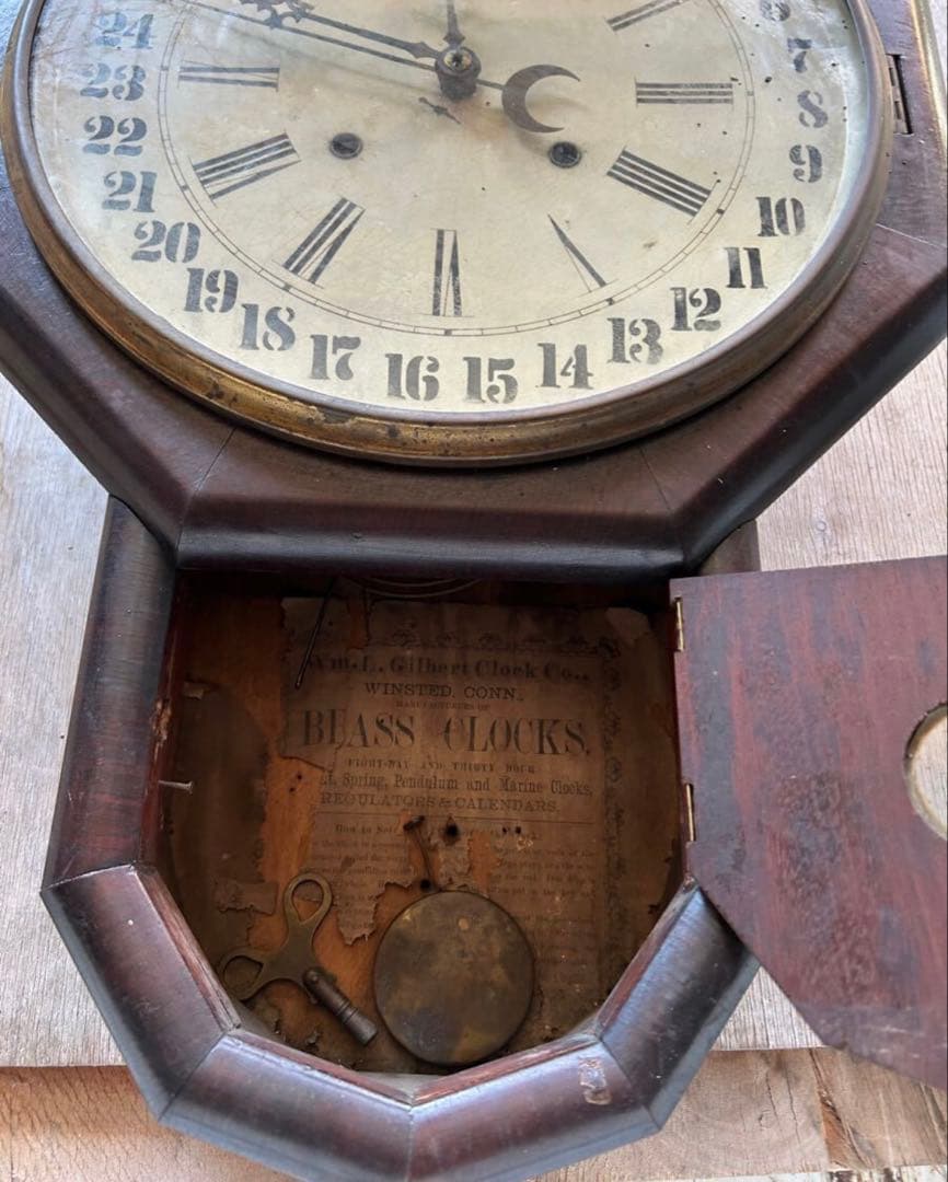 【希少】Wm.L.Gilbert ★八角掛時計 アメリカ製 アンティーク
