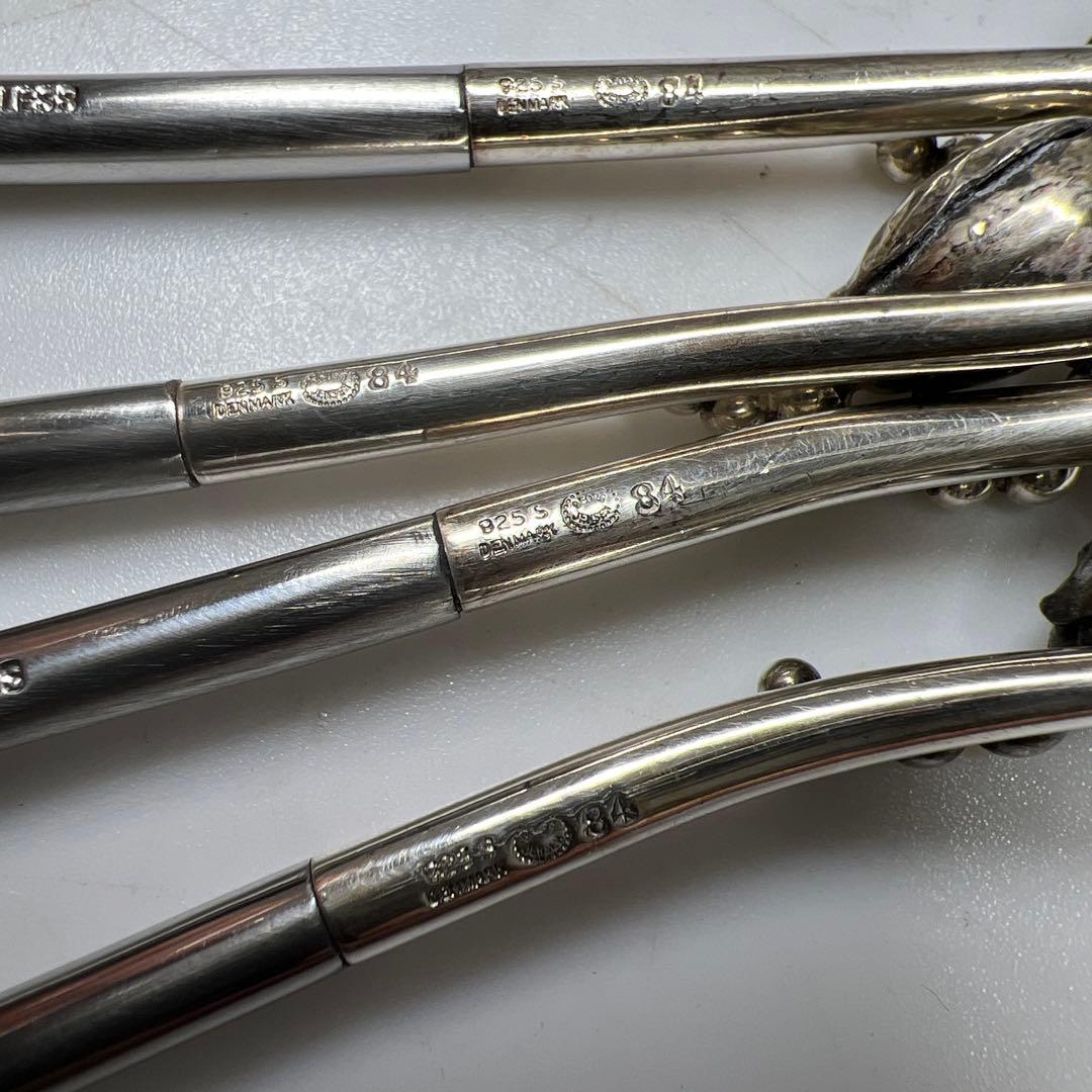 ジョージジェンセン　最高級ブロッサムティースプーン4本　共袋　53g/約10㎝