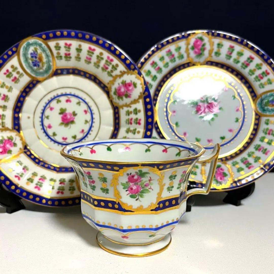 ドレスデン  カールティーメ　薔薇　コバルト　窓絵　コレクション　レア　④