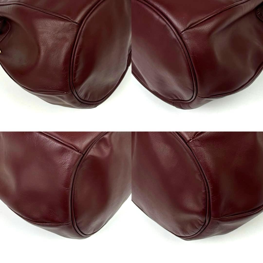 【美品】カルティエ　マストライン　ショルダーバッグ　ゴールド金具　赤茶系　レザー