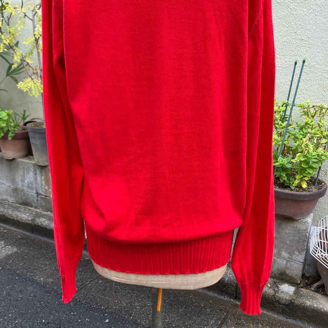 ロロピアーナ　コットン　Vネック　ニット　サイズ48　朱色　新品 ハイゲージ