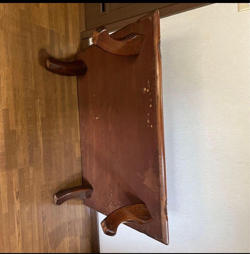 木製座卓 一枚板　1枚板　ダークブラウン 曲線脚