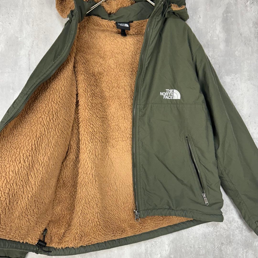 ノースフェイス　150　子供　アウター　カーキ　緑　フード　裏ボア　冬