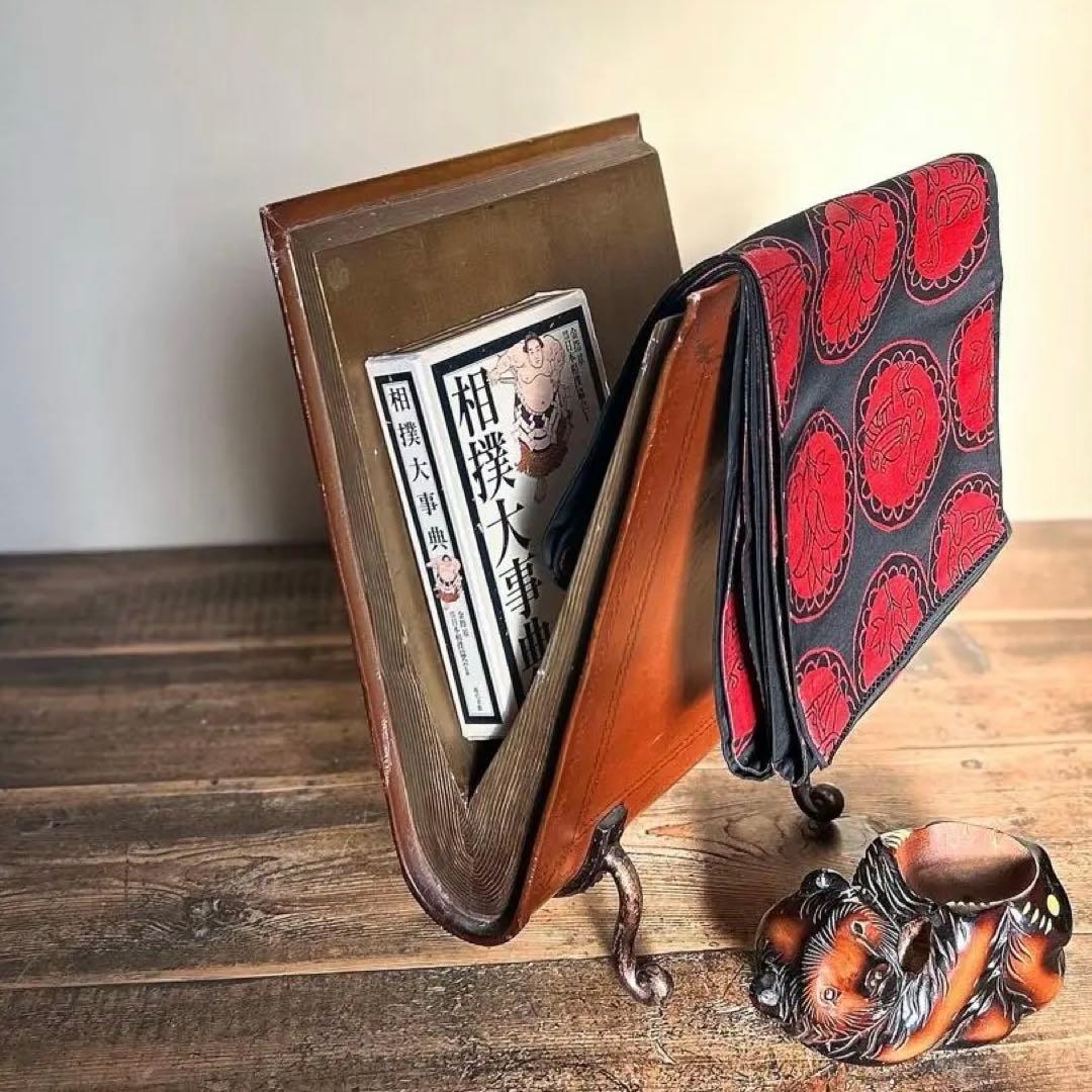 19世紀〜20世紀 マガジンラック ブックスタンド　革装風 × 鋳鉄脚（修復前）