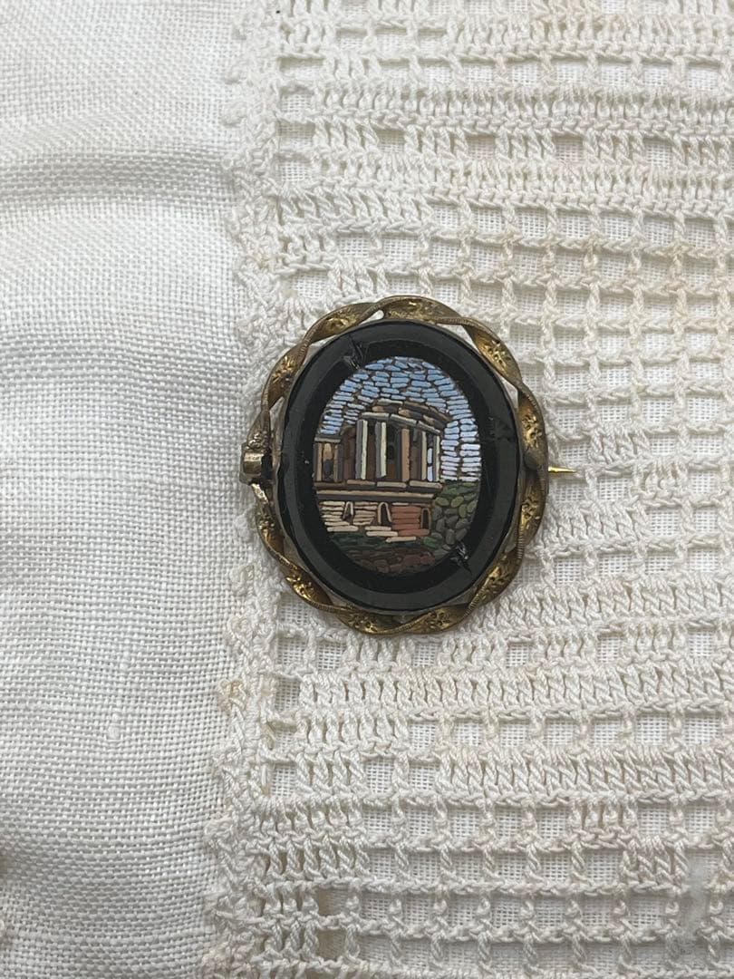 19世紀 イタリアアンティーク マイクロモザイク ブローチ