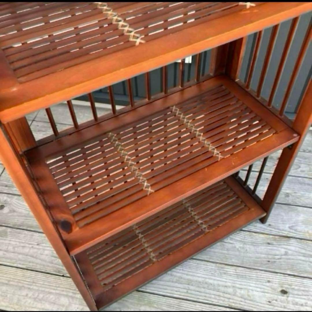 昭和レトロ 木製フレーム 4段折りたたみラック 飾り棚 花台 レトロ プランター