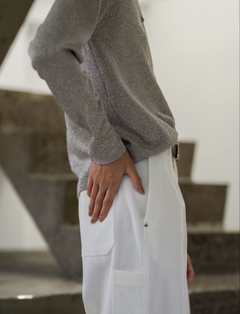 期間限定お値下げ‼️ebureエブールブライトラメリリヤーンカーディガン