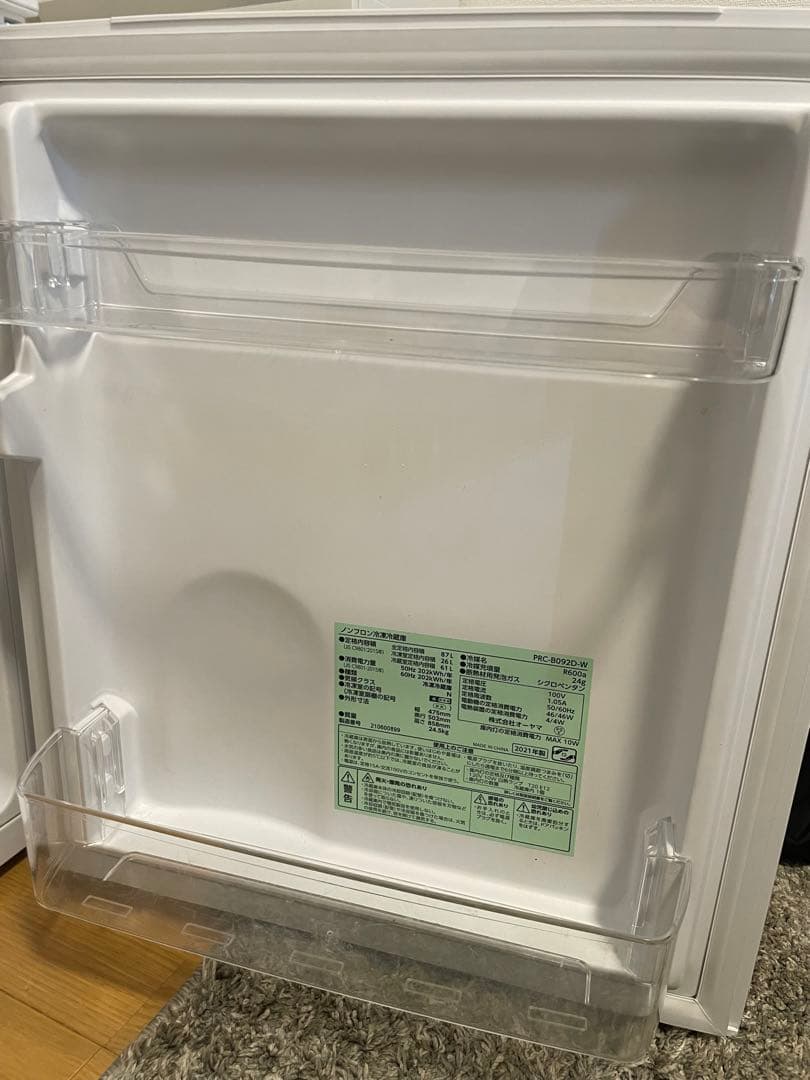 アイリスオーヤマPRC-B092D-W 稼働品ホワイト 2ドア冷蔵庫 程度良好