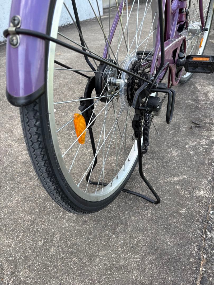 26㌅オートライト変速付き折り畳み軽快車(パープルカラー)