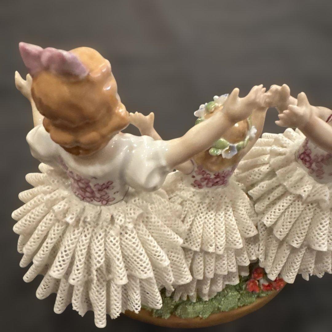 最終　超希少ドイツマイセンドレスデン　ジッツェンドルフお花畑で遊ぶ少女