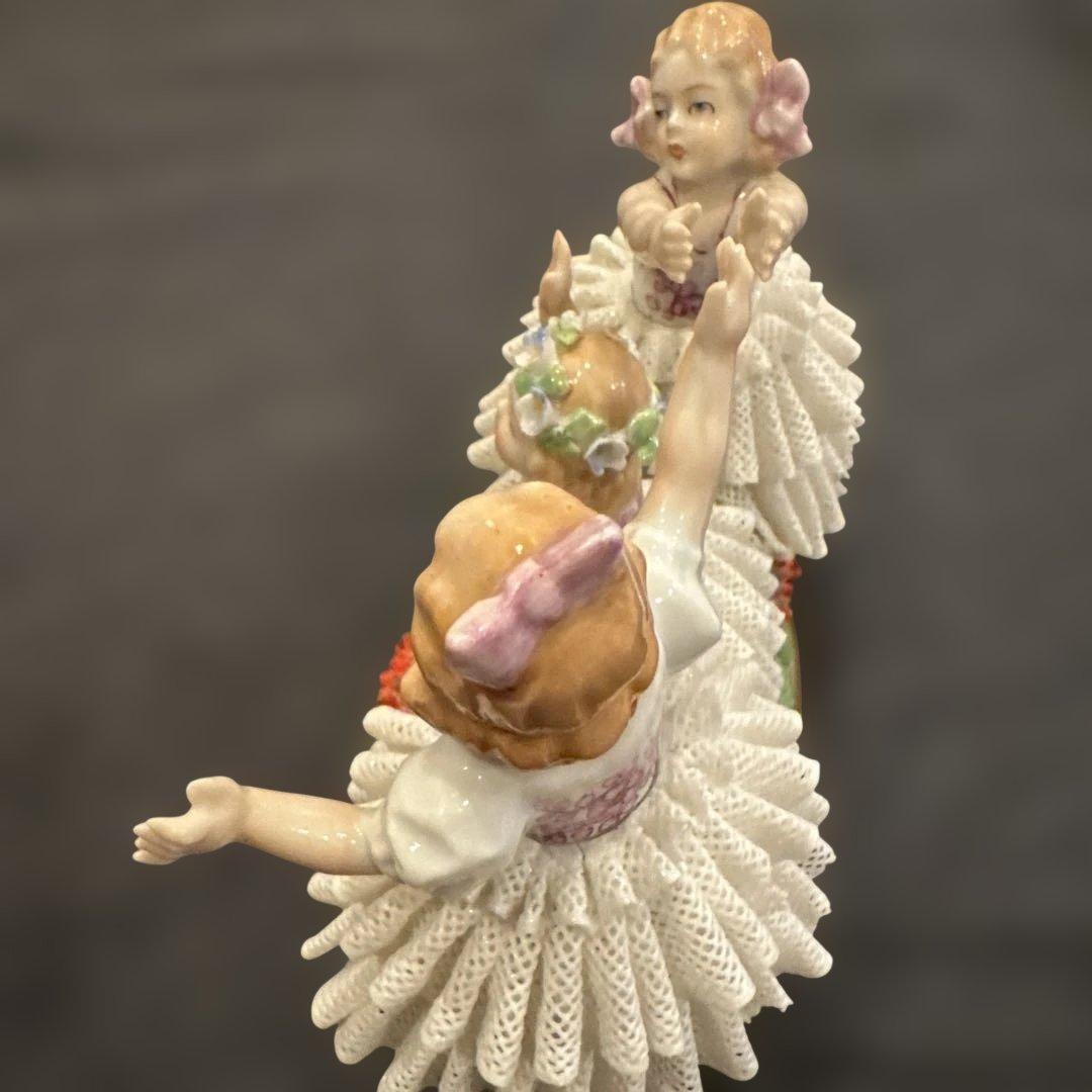 最終　超希少ドイツマイセンドレスデン　ジッツェンドルフお花畑で遊ぶ少女