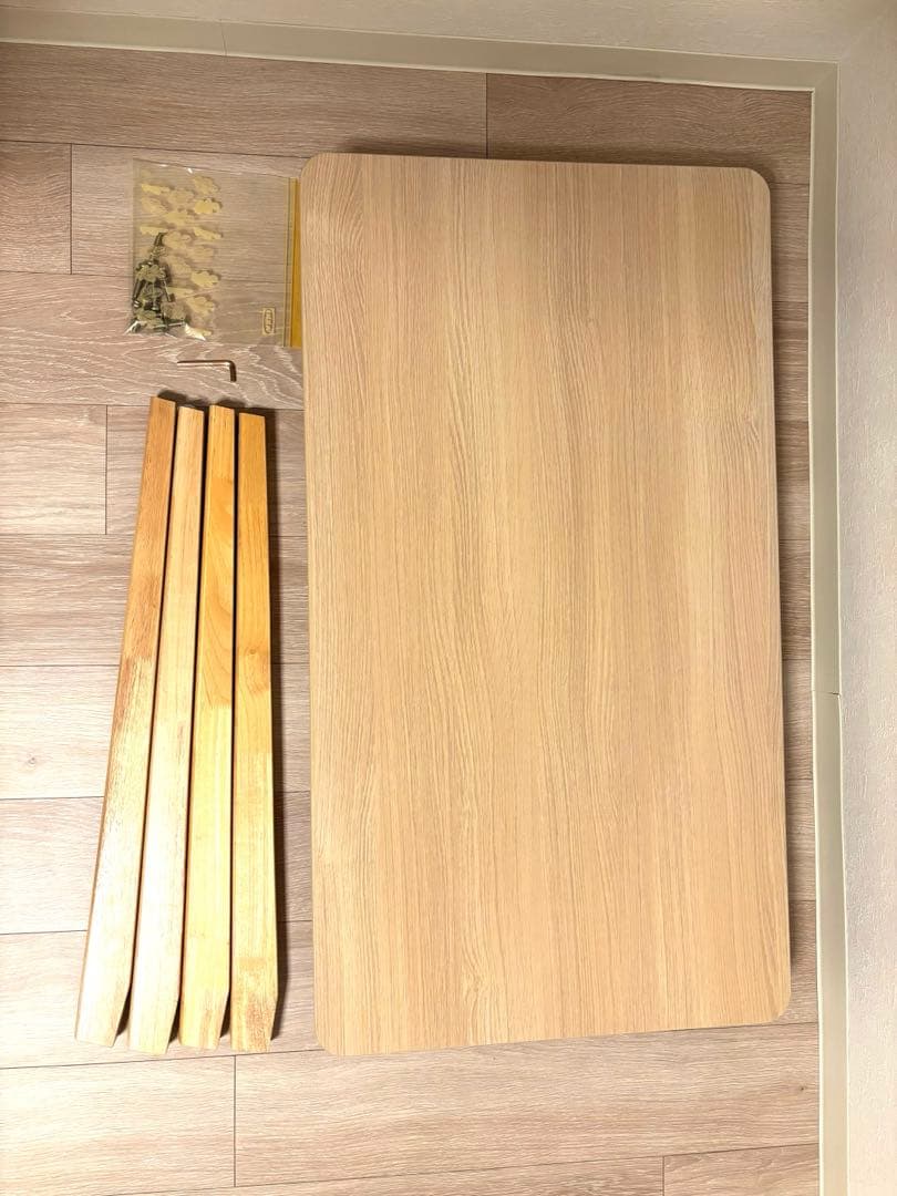 ナチュラル木製デスク 引き出し2つ