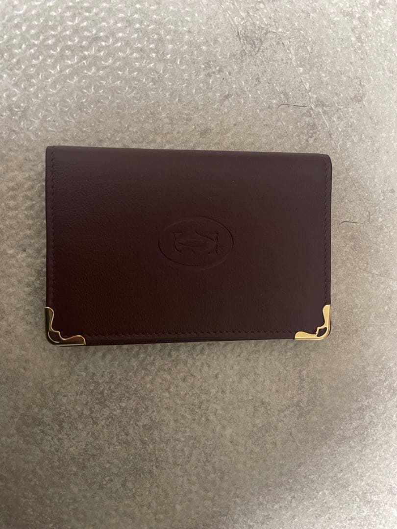 Cartier ボルドー レザー 名刺入れ