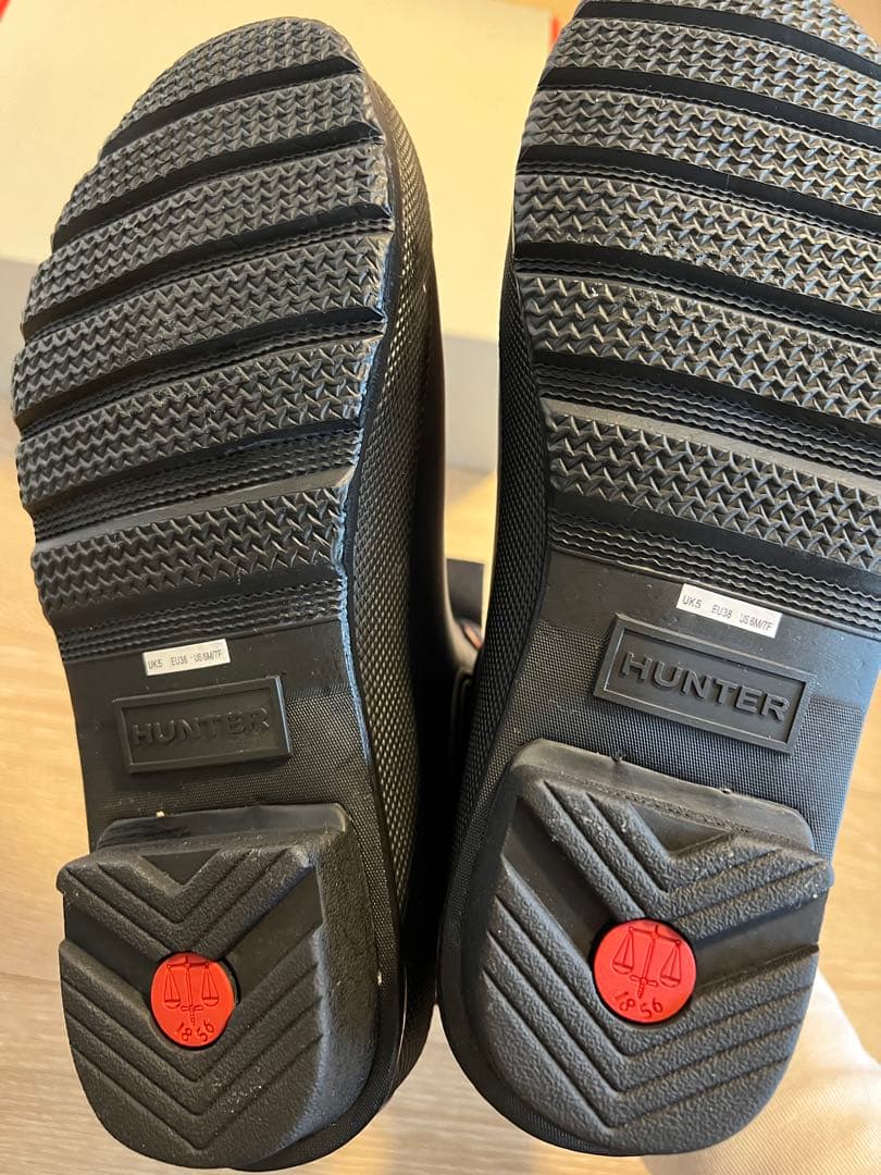 新品☆HUNTER 24cm ネイビー サイドゴア レインブーツ☆ハンター