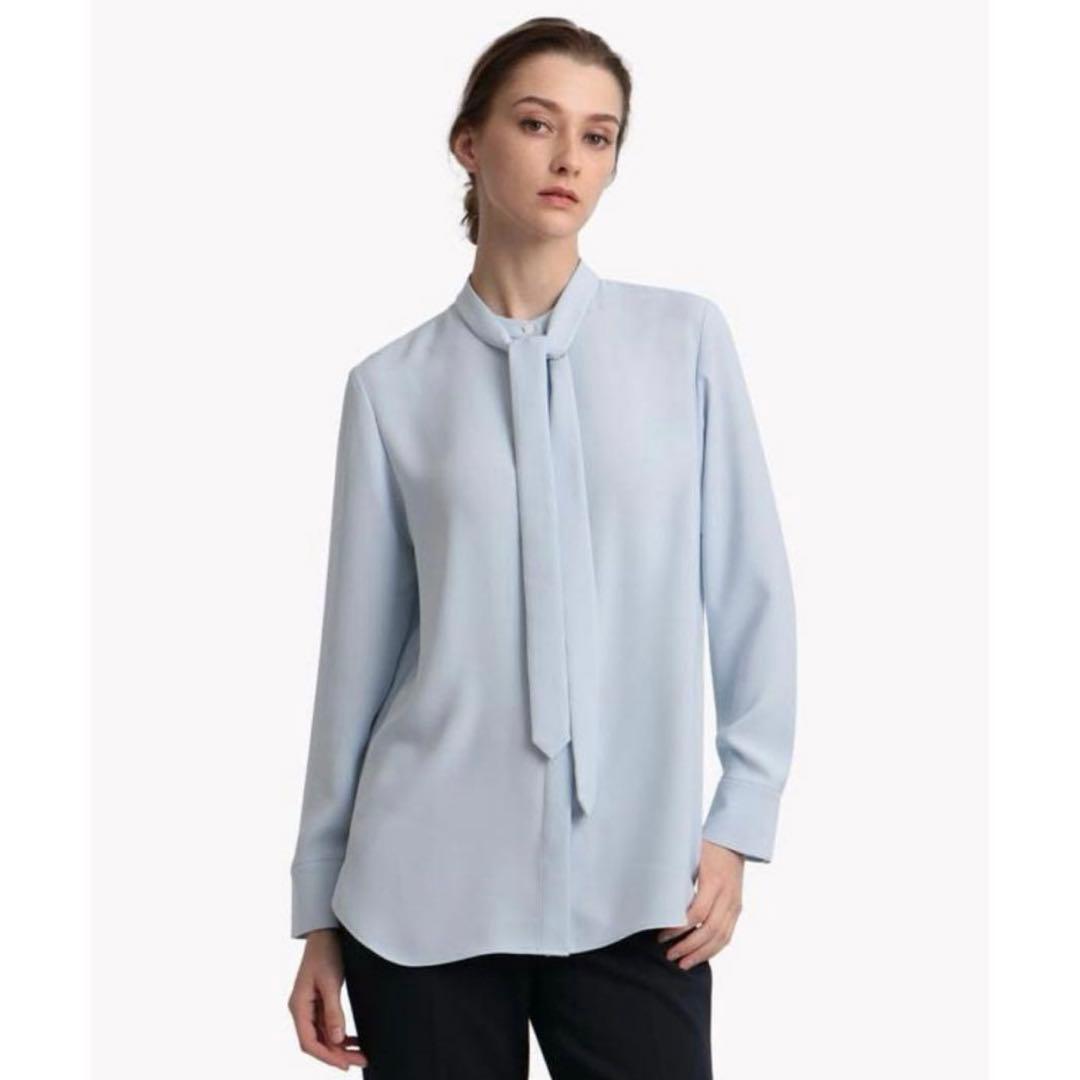 theory luxe 23SS 2Way ボウタイブラウス Jensブルー40