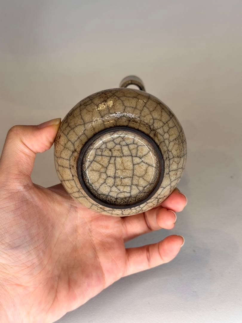 中国 宋代 哥窯 貫耳瓶 花瓶 開片釉 古陶磁 骨董品 時代物