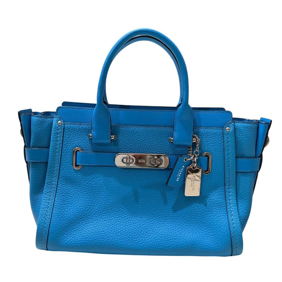 COACH スワッガー キャリーオール 2WAY ハンドバッグ ペブルレザー