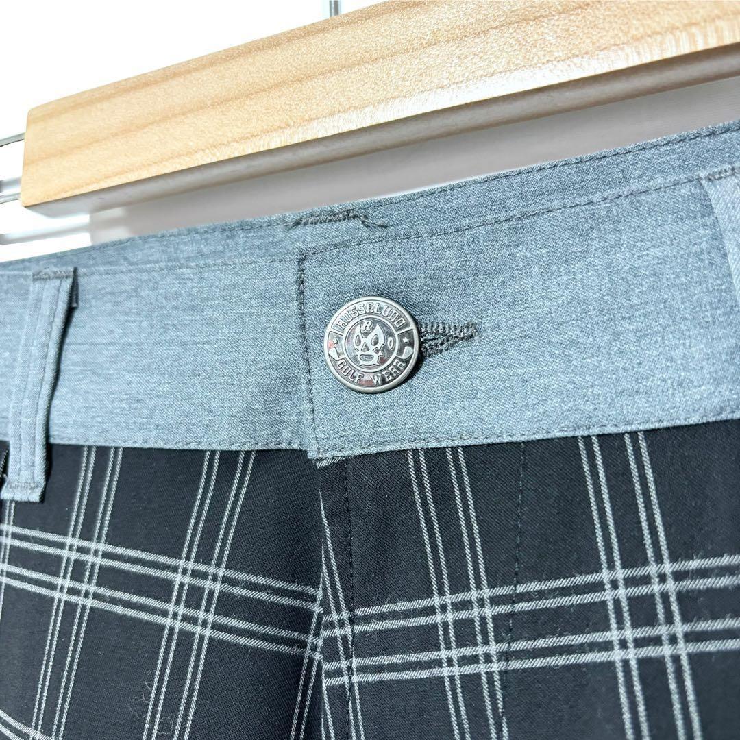 新品 ラッセルノ ゴルフ チェックパンツ ブラック L 5