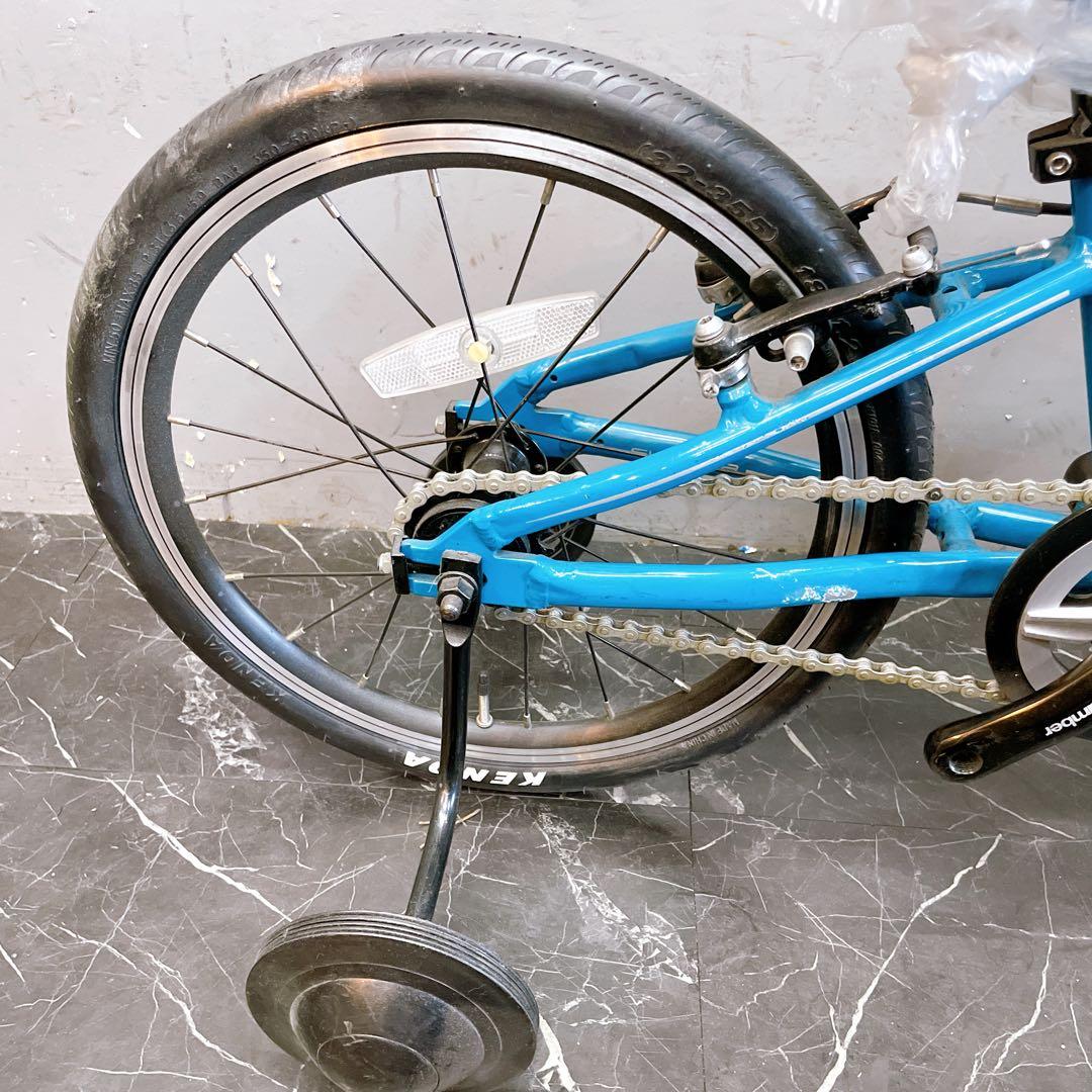 【921】ロードバイク風 子供車 Number ブルー 補助輪付き