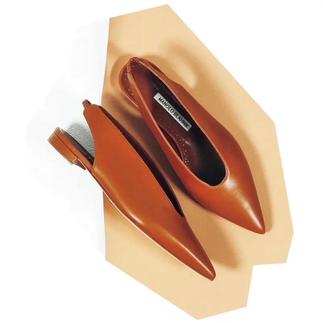 雑誌掲載♡MANOLO BLAHNIK マノロブラニク スリングバック　フラット