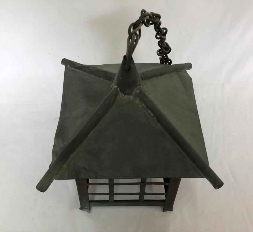 古民具 錆あり 吊り灯ろう 吊り灯籠 燈籠 銅製 ヴィンテージ アンティーク