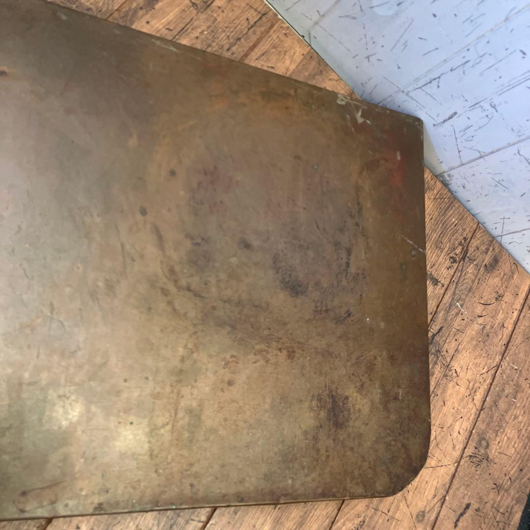 銅板台座 飾り台 古道具 高台プレート アンティーク飾り棚 長方形 ビンテージ