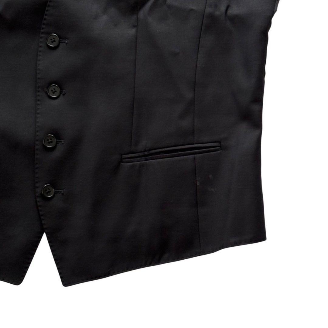 BOSS ヒューゴボス スーツ ベスト ブラック ロゴ ウール メンズ Lサイズ