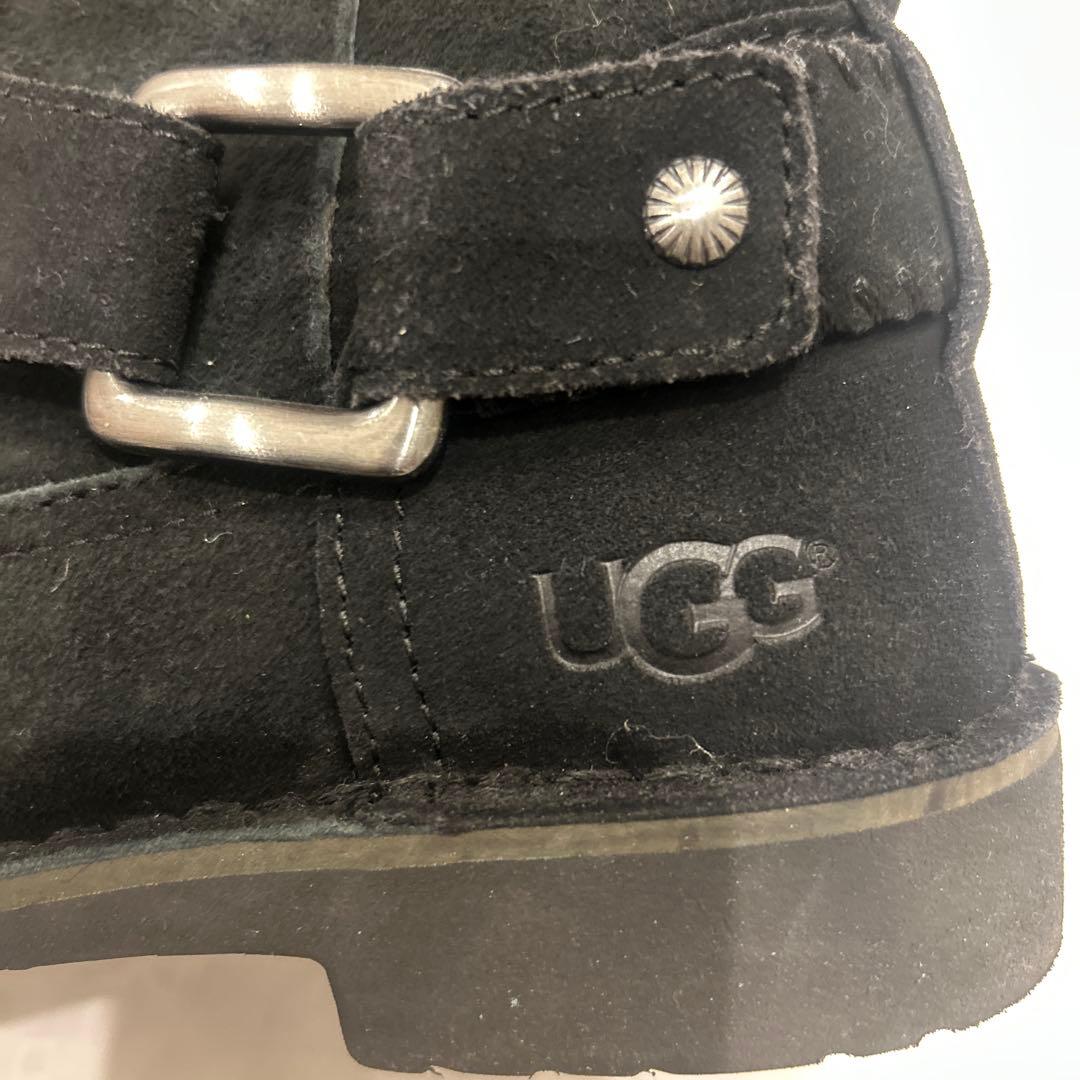 UGG ブラック ファー付きショートブーツ　24㎝