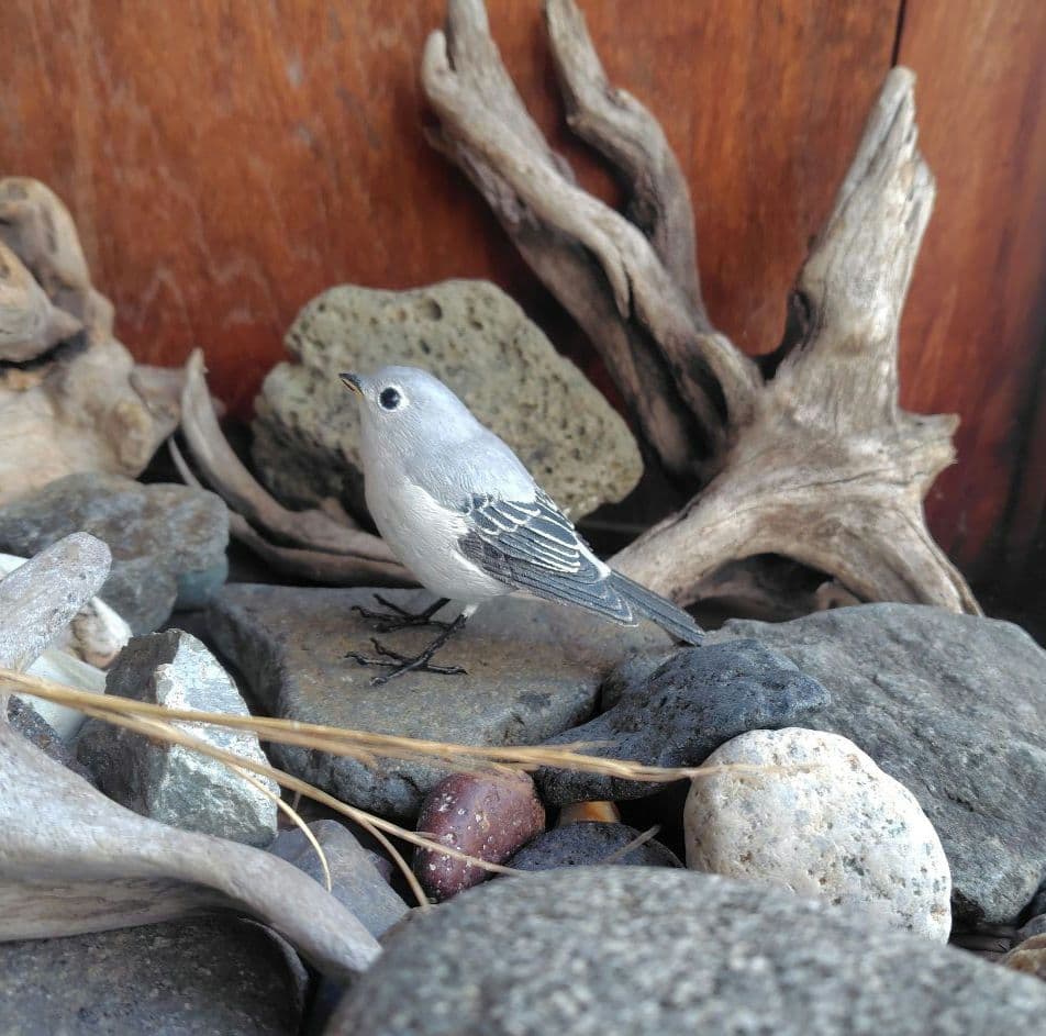 小さなバードカービング コサメビタキ 野鳥 木彫り