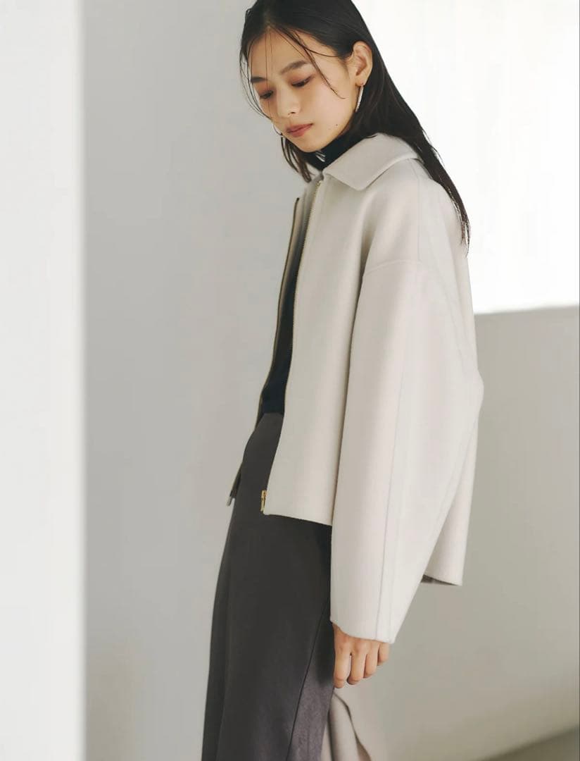 【美品】anuans リバーウールショートコート ECRU