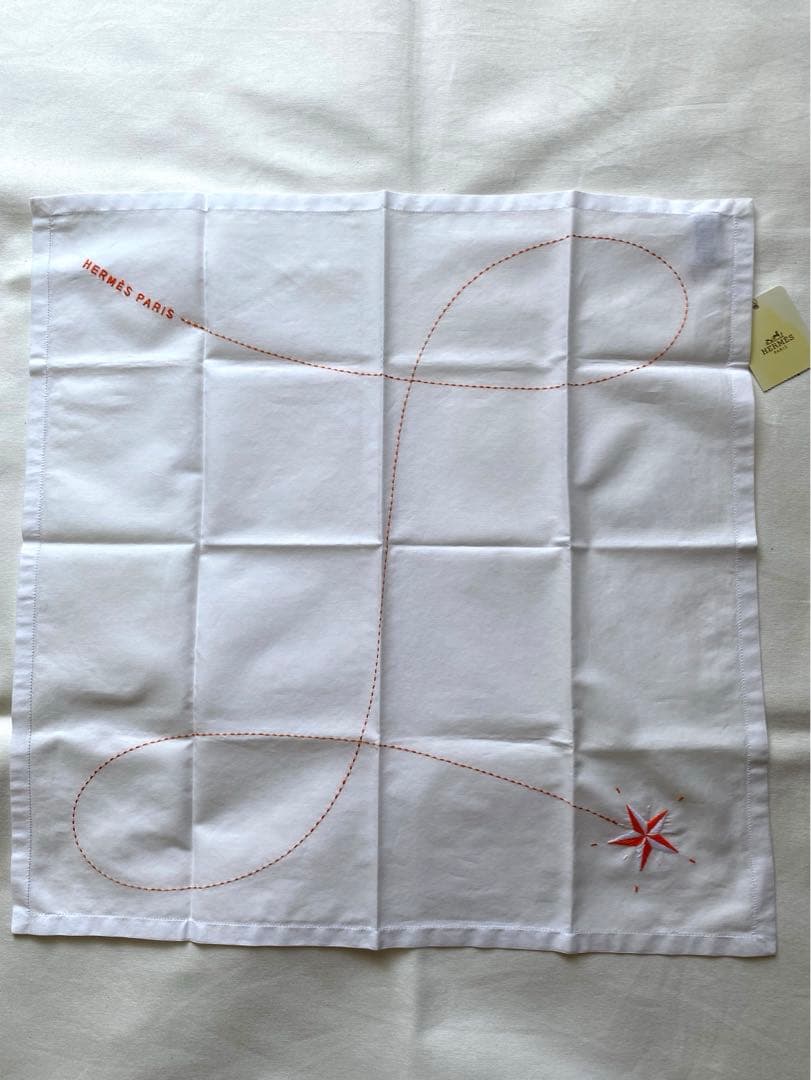未使用 エルメス タグ付き コンステラシオン 刺繍ハンカチ