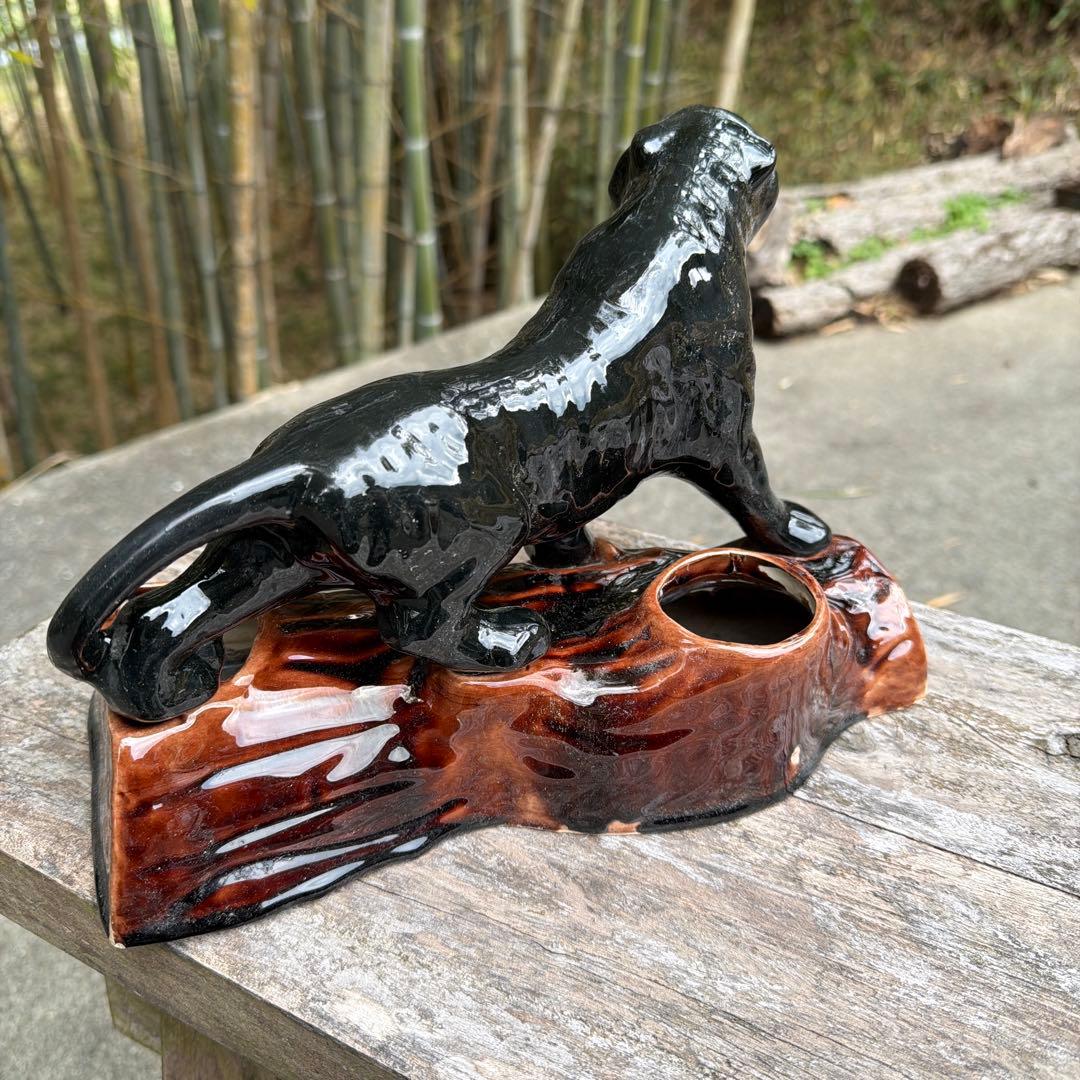 激レアブラックパンサー 陶器　置物　ミッドセンチュリー　ヴィンテージ50-60s