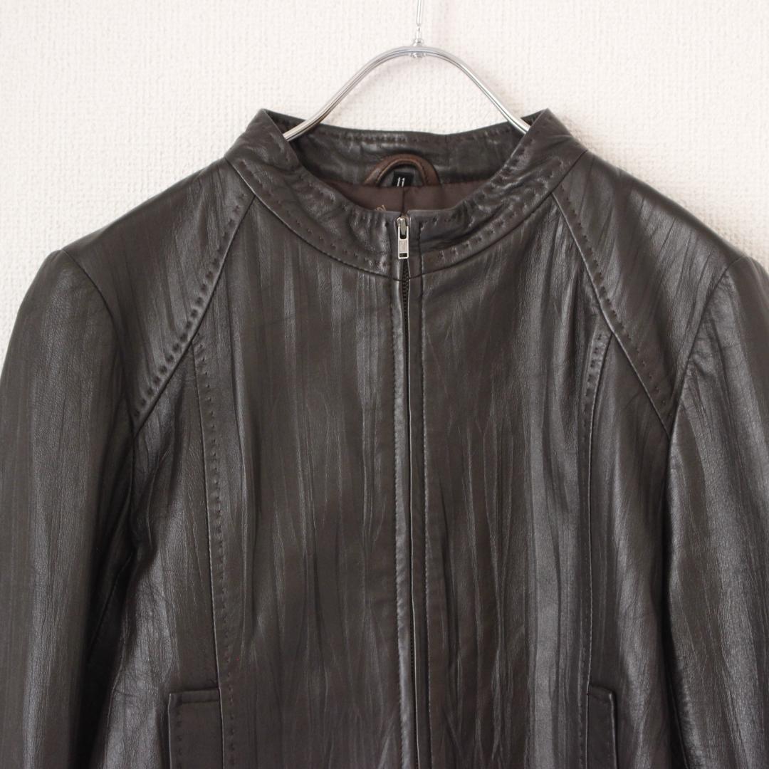 【極美品】BALMAIN シワ加工ラムレザージャケット Lサイズ ブラウン