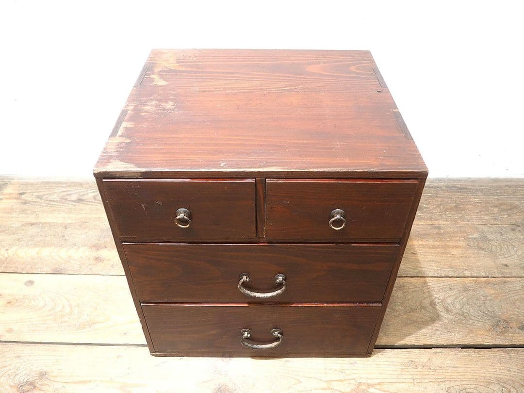 1387 レトロな杉の小引き出し　収納棚　小箪笥　ケース　古家具　アンティーク