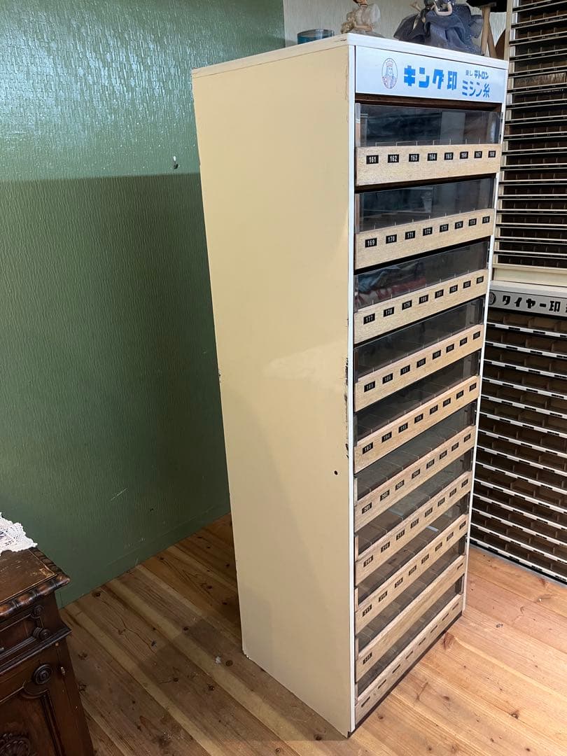 キング印 ミシン糸収納ケース 当時物 昭和レトロ 特大 インテリア アンティーク