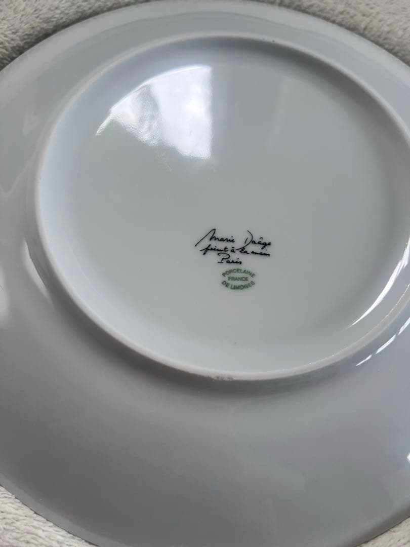 MarieDaageリモージュ　デザートプレート　パープルピンク　ボタニカル柄