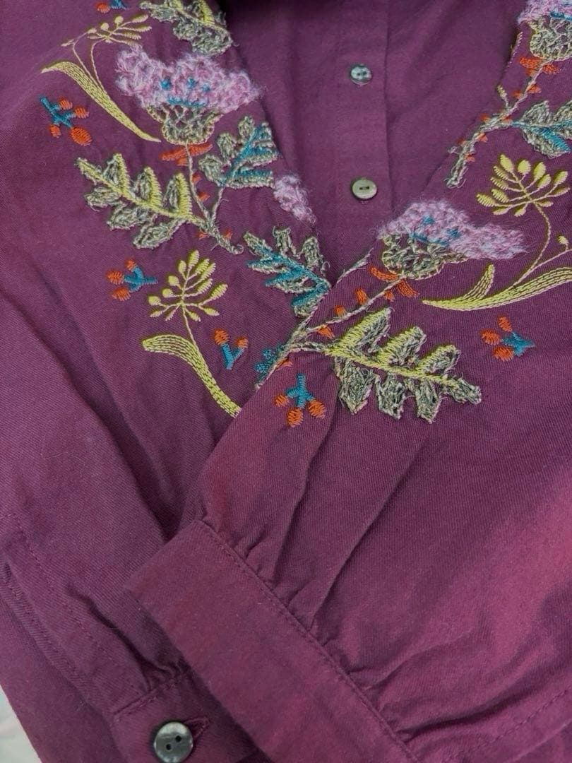 ☆新品☆ M.＆KYOKO コットン 袖刺繍がエレガントなブラウス