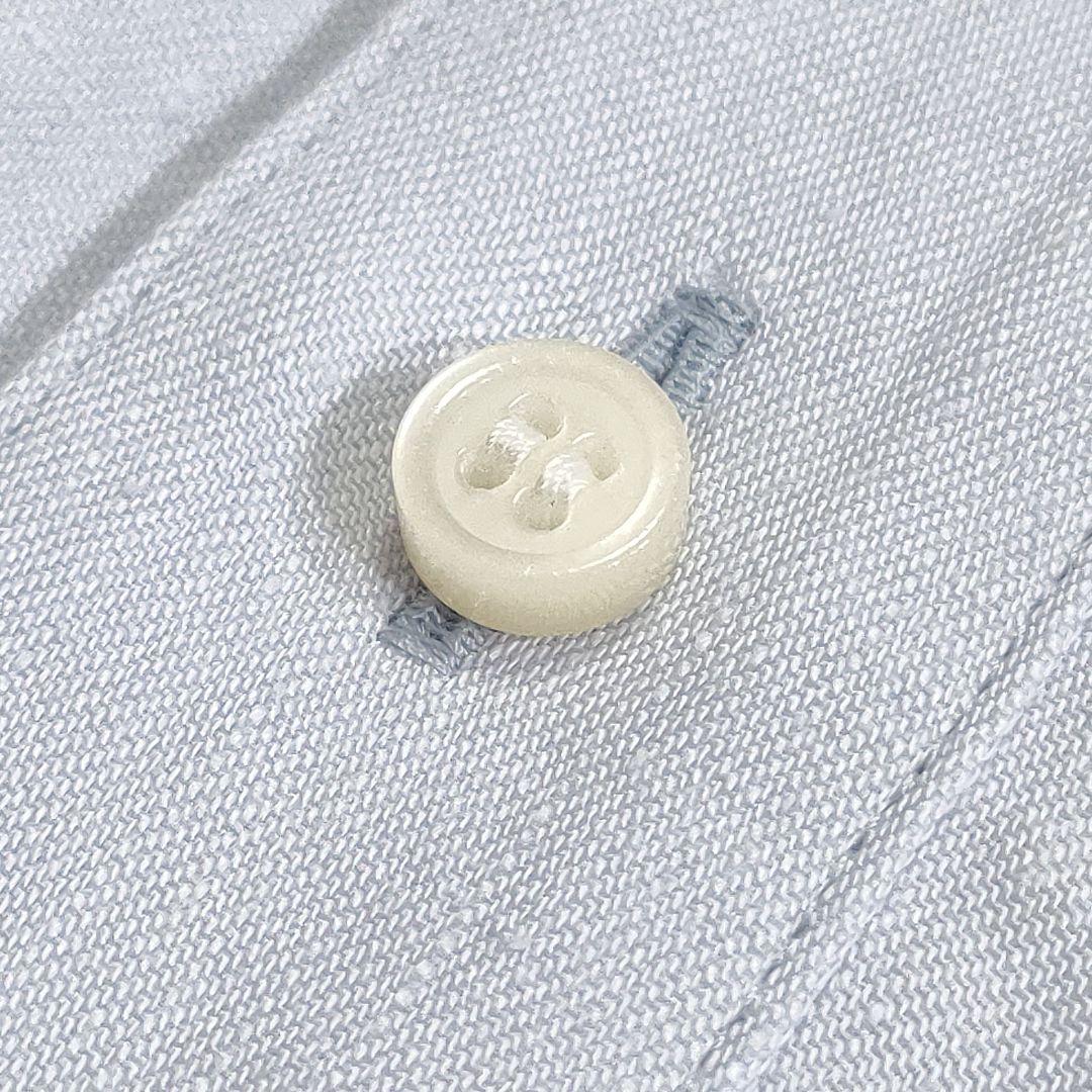 美品✨マディソンブルー　リネン100％オープンネックロングシャツ　ライトブルー