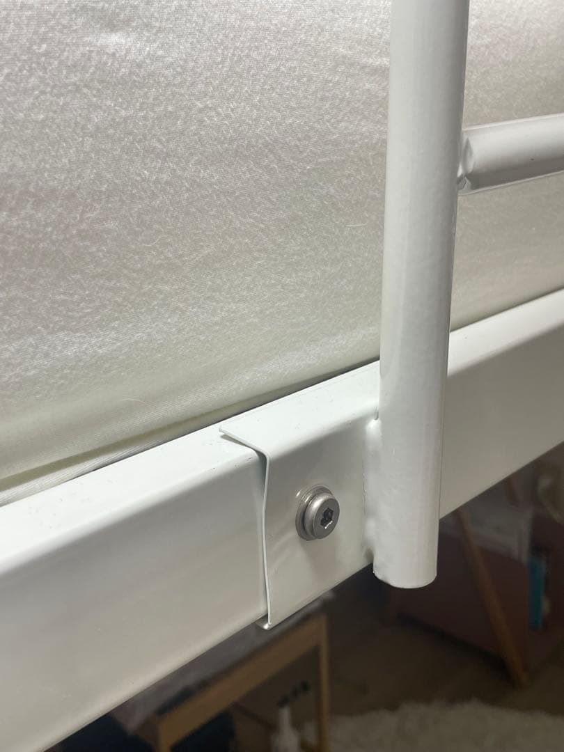 ホワイト スチール製 ロフトベッド シングル