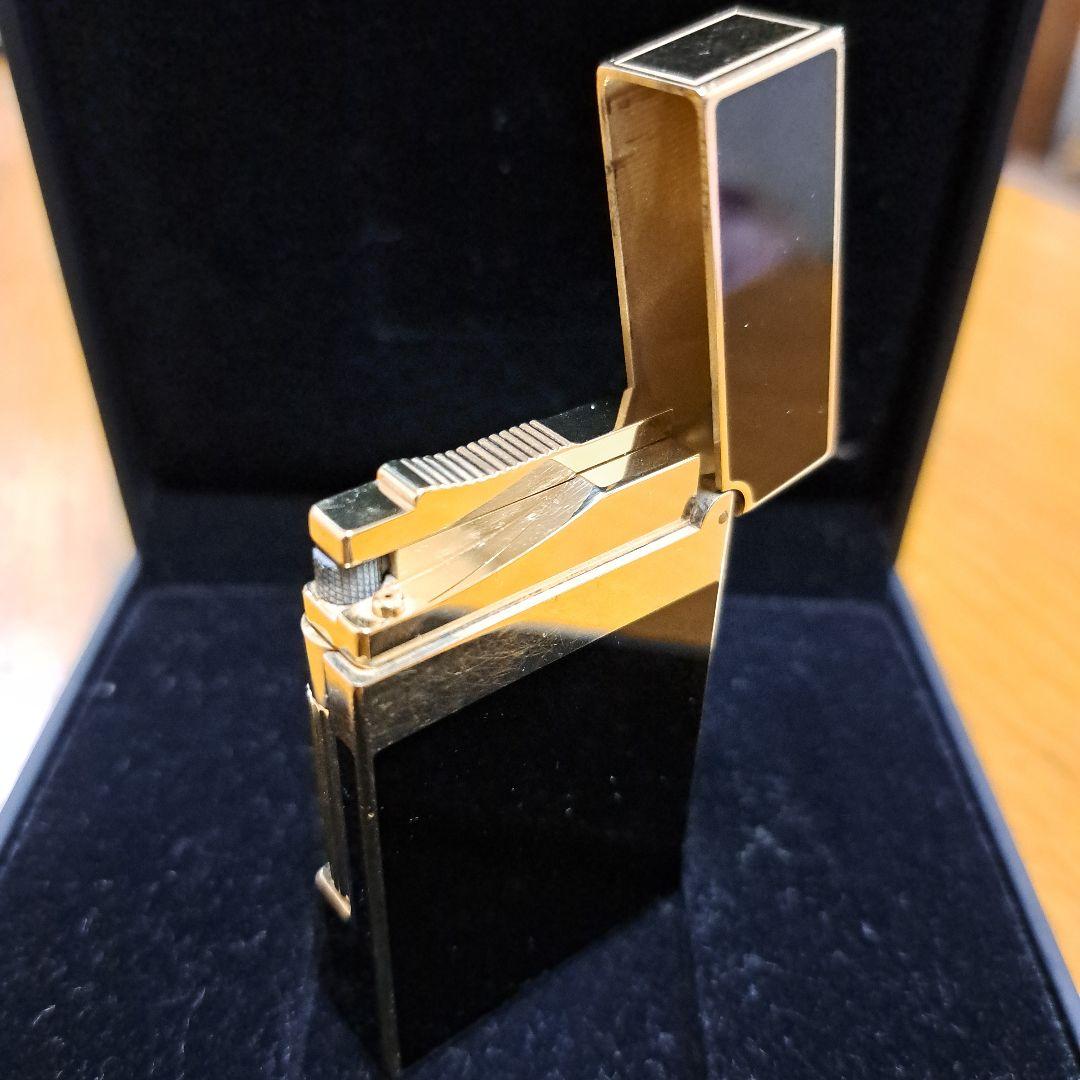 ◇美品デュポンライター、ライン2、純正黒漆、ブラックゴールド◇