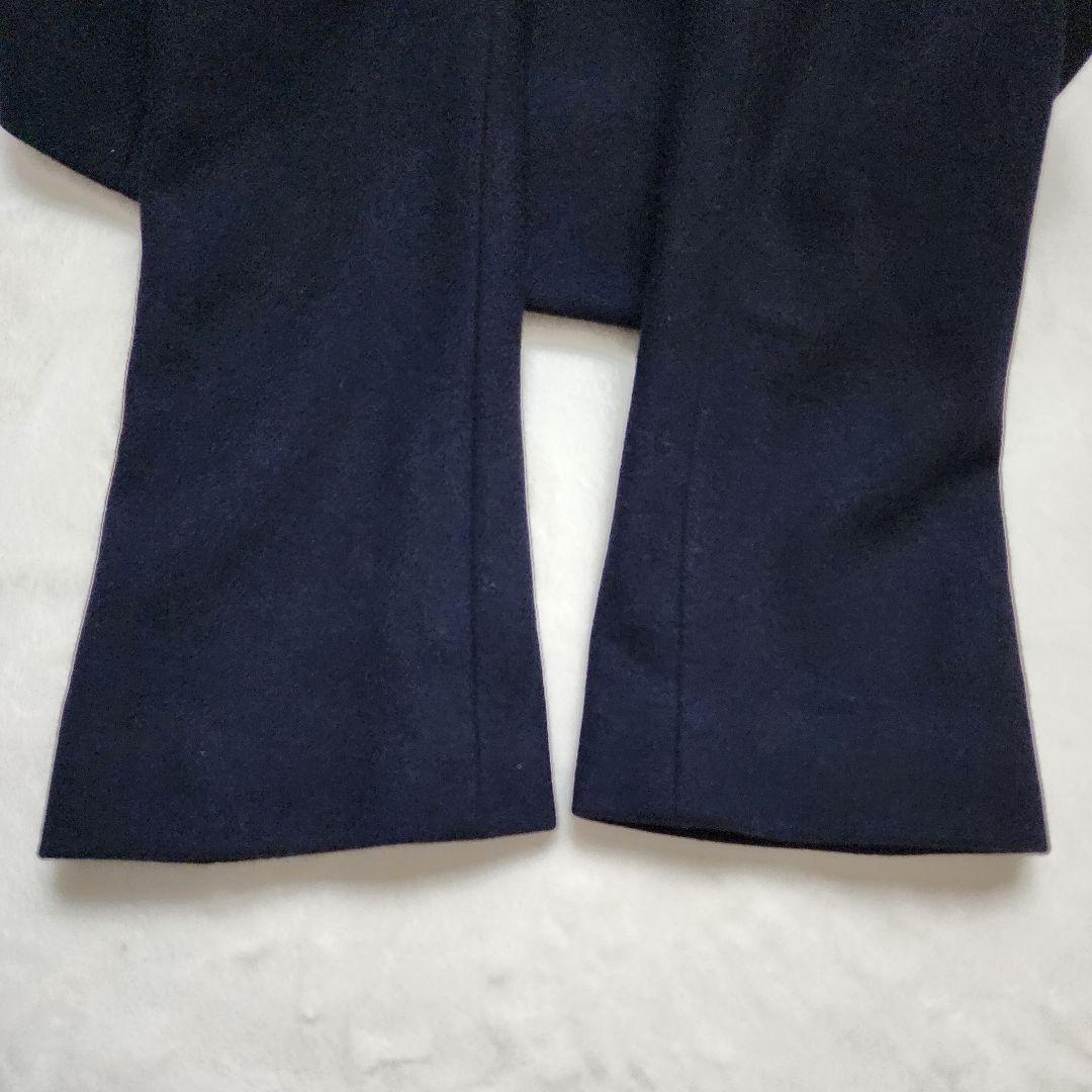 ICB 高級 カシミヤ コート ダブルブレスト 金ボタン フード Aライン 濃紺