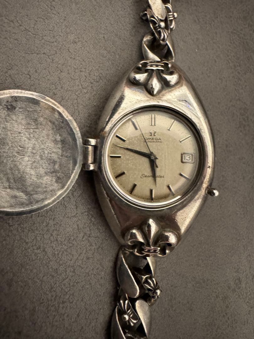 シルバー925ウォッチケース ブレス一体型シルバーアクセサリーオメガヴィンテージ